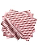 iToolai Red & White Checkered Kitchen Tea Towels, 100% Woven Cotton Washable Dish Cloth(Set of 4,Med