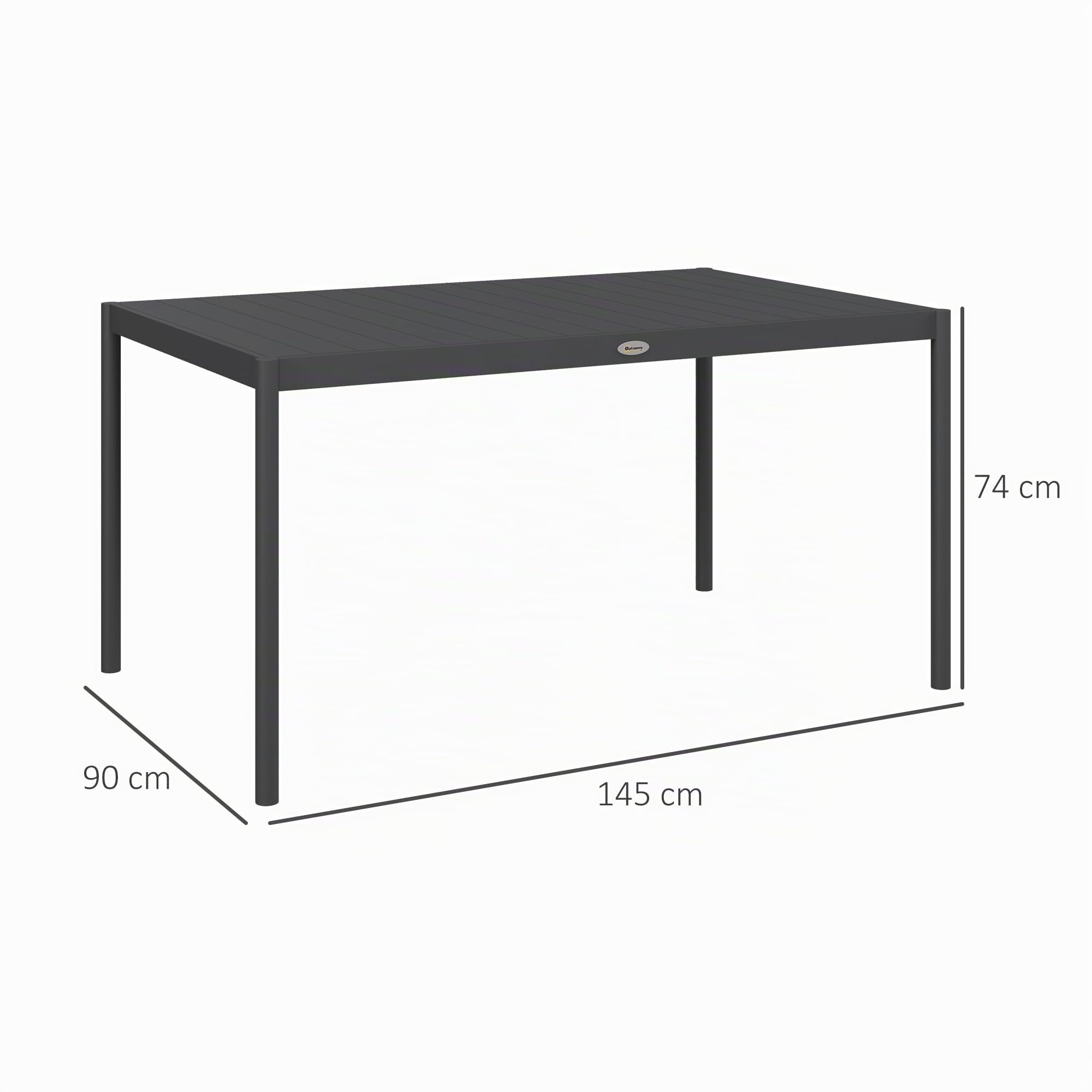 Outsunny Table de Jardin Rectangulaire 6 Personnes 145L x 90l x 74H cm Gris