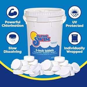 In the swim 3 inch stabilized chlorine tablets for sanitizing swimming pools individually wrapped slow dissolving 90 available chlorine tri chlor 25 pounds  urban country home decor