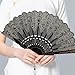 VALICLUD 2pcs Embroidery Folding Hand Fans with Gold Tassel, Black Decorative Fashionable Handheld Fans for Women, Vintage Style Party, Wedding, and Costume Accessories