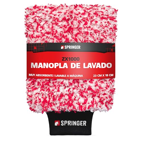 SPRINGER ZX1000 - - Manopla de Lavado de Coches - - Guante de Lavado 100% antiarañazos y Respetuoso con la Superficie - - Suave y Muy Absorbente - - De microfibras - - Guante para Todos los vehículo