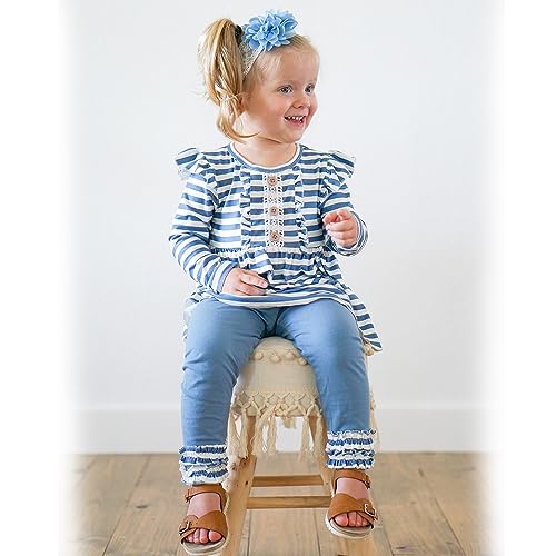 HINTINA Toddler Infant Girl Ruffle long Sleeve Top Pants 2 Piece Outfits Baby Girl Fall Winter Clothes Set3