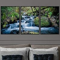 3 Piece Framed Canvas Wall Art Forest Waterfalls Canvas Prints Home Artwork Decoration for Living Room,Bedroom - 16