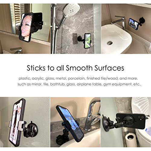 Universal Mirror Shower Phone Holder, Multi-Directional Dual 360 Degree Rotating Suction Cup Phone Wall Mount Stand, Tiktok Youtube Vlog Video Recording Kit, Airplane Travel Essentials Accessories #TOP2