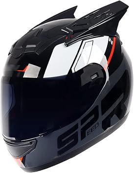 Brave Knight Cat Ear Motorbike Helmet -Personalized Cool Bat Motorcycle Helmet, All Seasons Men Women Helmets for Chopper Scooter Crash Retro Moped Moto Moped Street Bike Racing Moto, DOT Approved