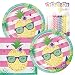 JJ Party Supplies Pineapple N Friends Party Theme Plates and Napkins Serves 16 With Birthday Candles