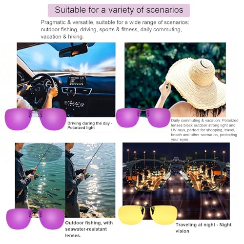 Image of MONICE Fishing Clip on Flip up Polarized Sunglasses Fit Over Prescription Glasses Driving UV Protection Gift Men Women