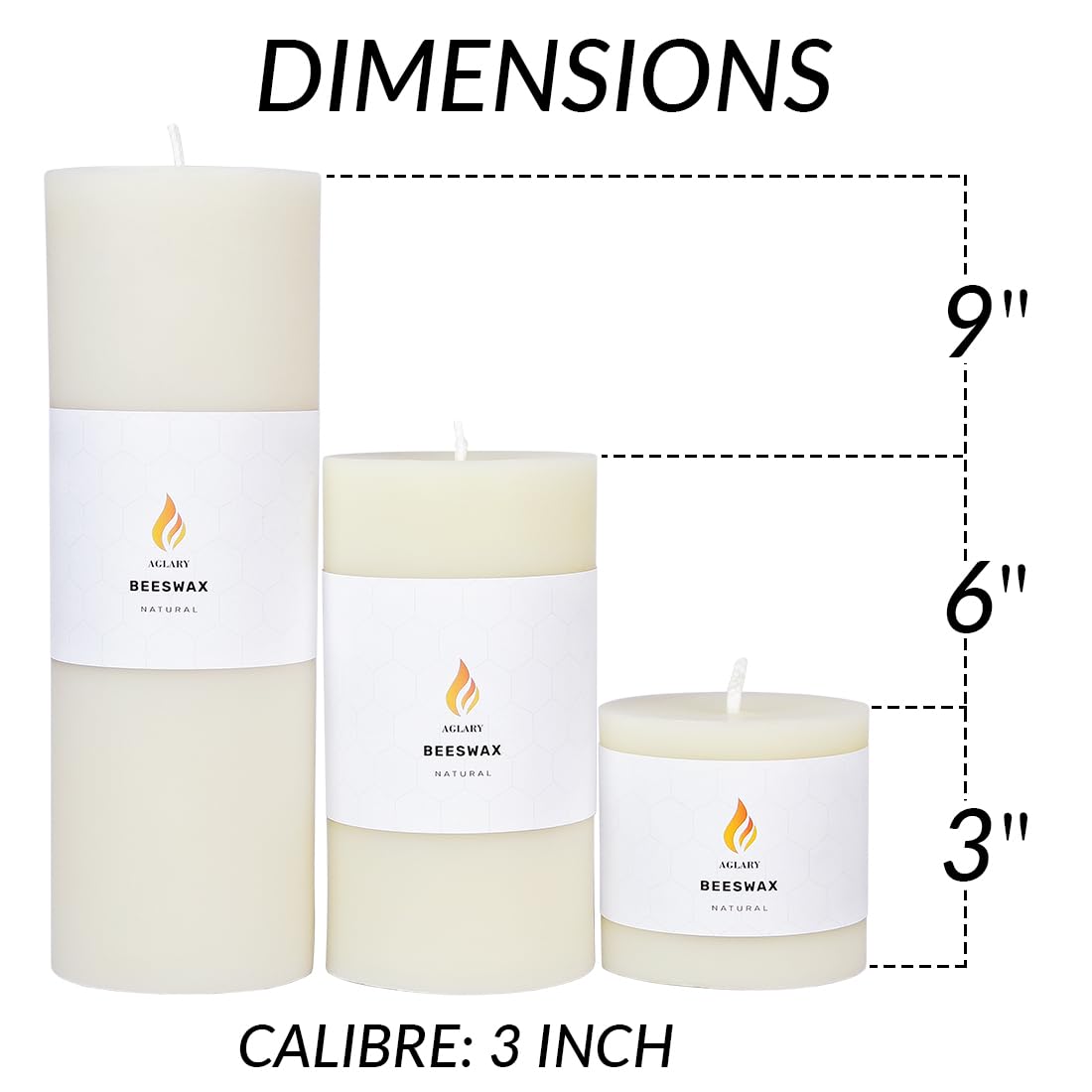 Candele a colonna in cera d'api bianca, 100% pura cera d'api, 100 ore di combustione, inodore, antigoccia e senza fumo, stoppino in cotone biologico, 7,6 x 22,9 cm (confezione da 2)