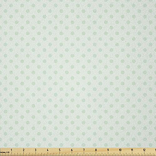 Ambesonne Mint Fabric by The Yard, Retro Style Polka Dots Motifs Nostalgic Hipster Style All Time Fashion Elements, Stretch Knit Fabric for Clothing Sewing and Arts Crafts, 10 Yards, Almond Green