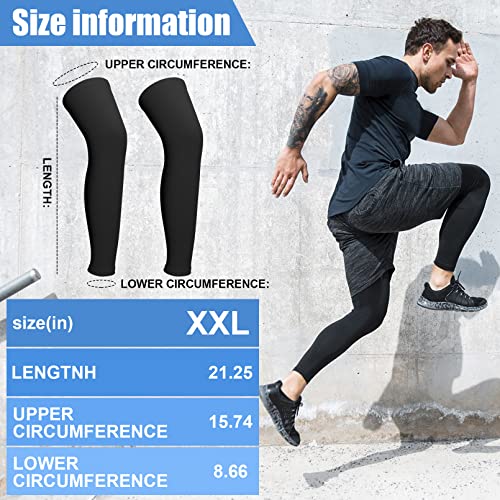 3 Pairs Leg Sleeves,Full Length Leg Compression Sleeve,Sports Leg Knee Sleeve with Anti Slip Silicone Strips,UV Protect Long Leg Sleeves for Men Women Basketball Football Running2