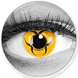 Funnylens Farbige gelbe schwarze Kontaktlinsen Biohazard - weich ohne Stärke 2er Pack + gratis Behälter – 12 Monatslinsen - perfekt zu Halloween Karneval Fasching oder Fasnacht