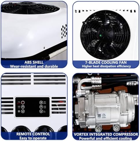 12V RV Rooftop Air Conditioner with Heat & Cool, Fast 8-Min Cooling, 360° Airflow, Temperature Display, Perfect for RVs, Trucks, and Tractors
