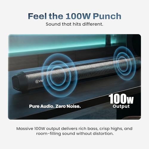 Image of EVM EnAura 100W Bluetooth Soundbar with Subwoofer | 5.3 Bluetooth, HDMI ARC, Optical, AUX, USB | LED Display Home Theater Speaker for TV, Music & Movies (EVM-BTS-109)