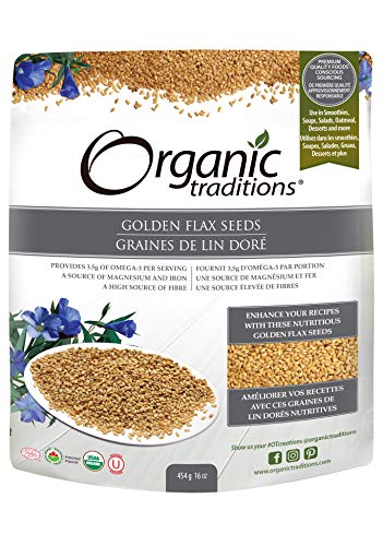Organic Traditions Golden Flax Seeds | 454 g | High in Omega-3 | Rich in Magnesium & Iron | High Source of Fiber