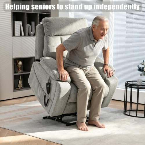 Image of Oversized Power Lift Recliner for Big & Tall, 26 inch Wide Seat, Gray