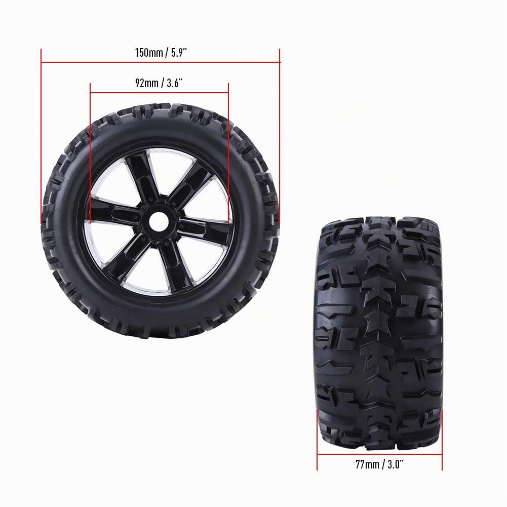 RC Truck Reifen, 150mm Gummireifen, 4 Stück/Set, Schwarz, für Racing, Freestyle, Park und Family Leisure