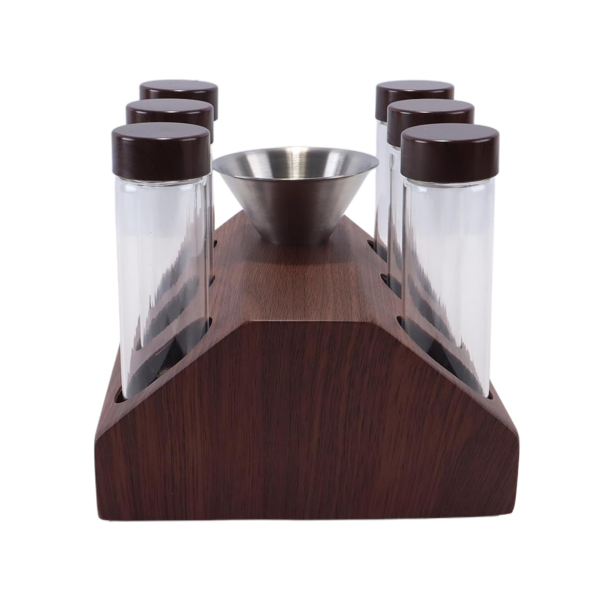 Teron 6 PCS Tubo De Ensayo De Embalaje De Granos De Café Con Base De 6 Orificios Y Embudo, Té Y Almacenamiento De Hierbas Botella De Vidrio Sellada