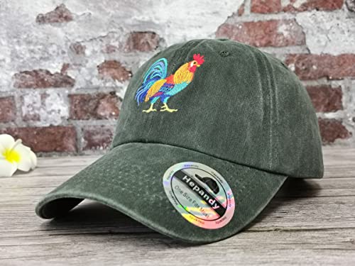 Embroidered Rooster Baseball Hat For Women Men Girl, Army Green Embroidery Animals Snapback Cap Adjustable Trucker Hat Dad Hats Unisex #TOP1