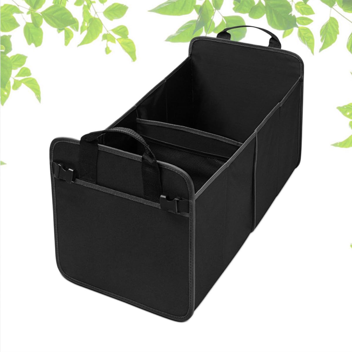 Kisangel Organisateur Grands Noir de Coffre de Voiture Oxford Tissu organiser Deux Compartiments Rangement Latéral en Filet et Équipements D'urgence et Courses la Maison