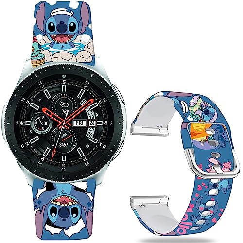 Sjiangqiao Stitch Holiday Pink Couple Bands Compatible with Samsung Galaxy Watch 5/Watch 4/Watch 42mm/Watch 3 41mm/Active 2 44mm/Active 40mm/Gear Sport/S2 Classic/TicWatch 2 Fancy 20mm Cartoon Strap