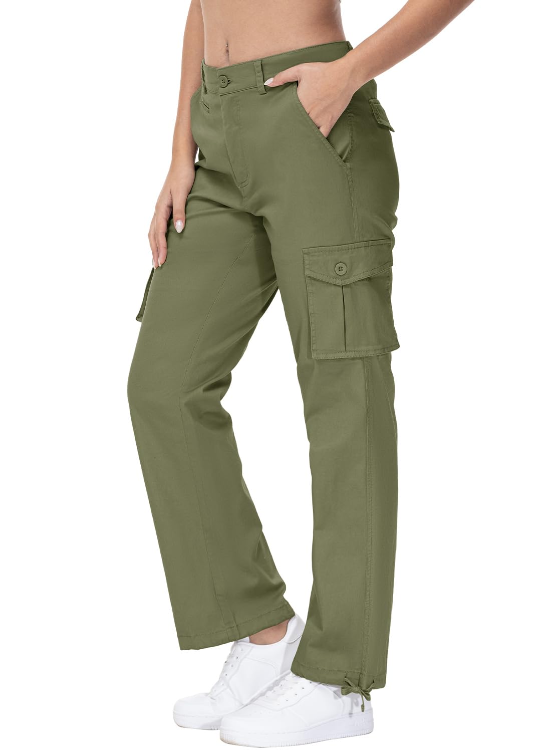 Gopune Damen-Cargohose, leicht, Outdoor, Reisen, Arbeit, lässig, Baumwolle, mit 7 Taschen