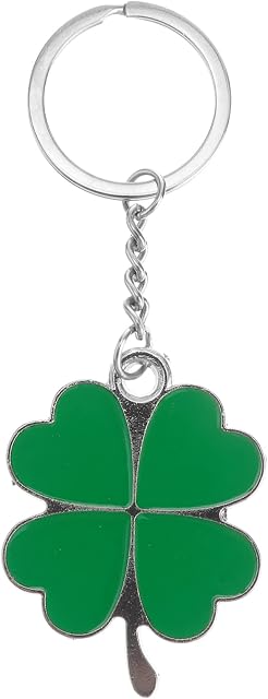 Amosfun Lucky Four-leaf Clover Keychain Shamrock Sparkling Charm Keyring St.Patrick Day Gift