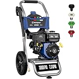 Westinghouse WPX3000 Gas Pressure Washer, 3000 PSI and 2.3 GPM, Spray Gun and Wand, 4 Nozzle Set, for Cars/Fences/Driveways/Homes/Patios/Furniture