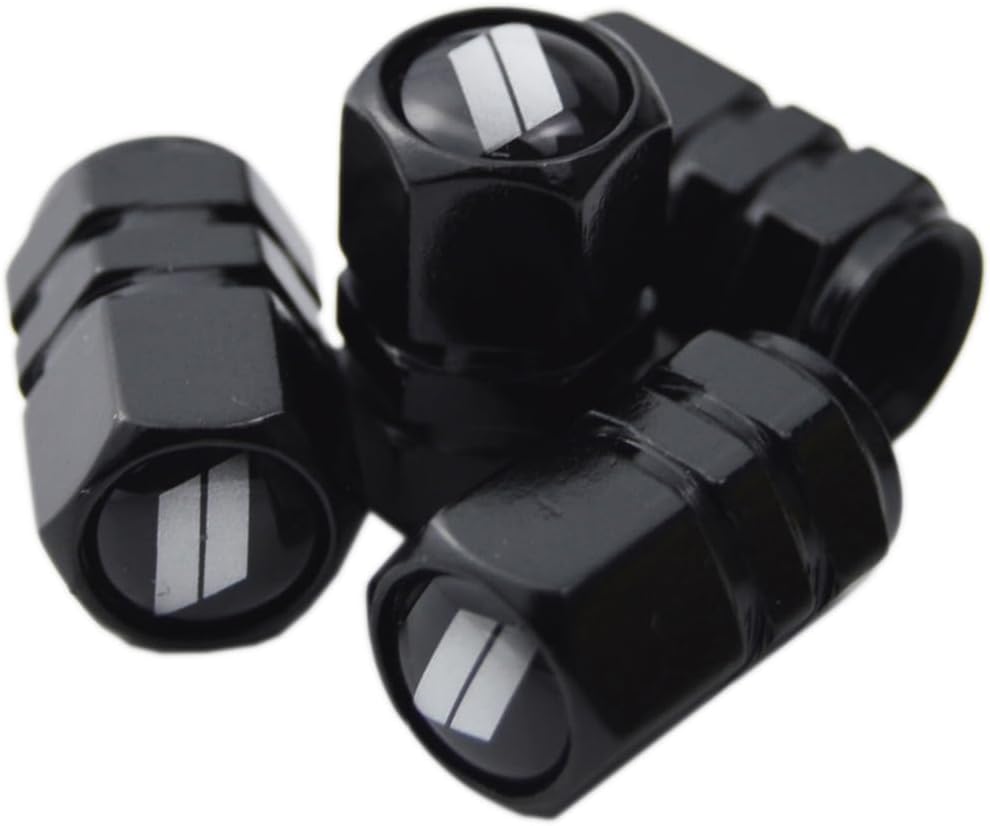 (Set of 4) // Slash Metal Auto Tire Valve Stem Cap Cover Trim with Resin Emblem for Dodge Challenger Charger SRT RT Ram Stem Covers for Cars Trucks Motorcycles SUVs RVs and Bikes