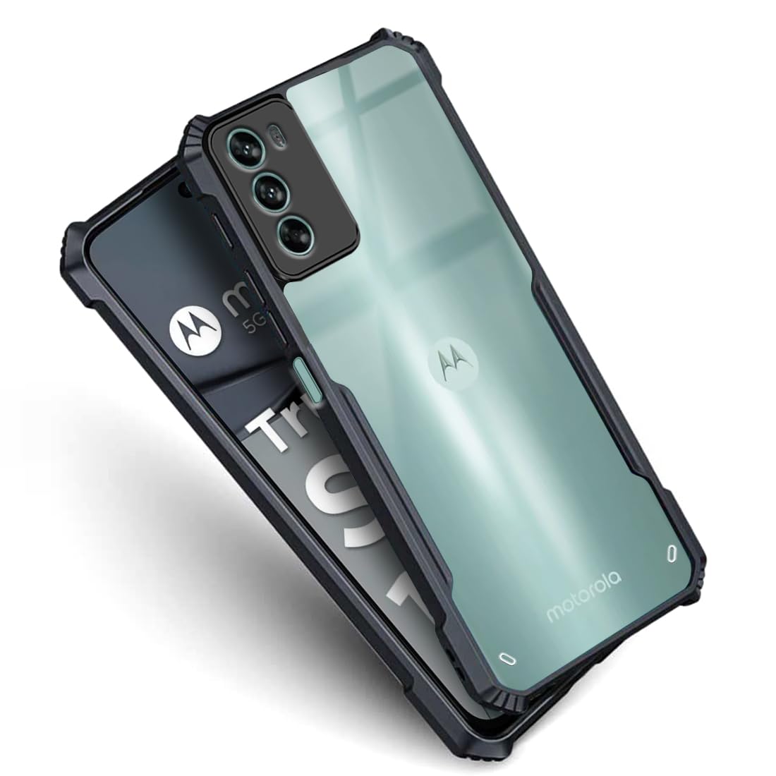 Fashionury TPU+Plastic Crystal Clear Back Cover for Motorola G62 5G | 360 Degree Protection | Transparent Back Cover Case for Motorola G62 5G Black Bumper (B0CC2BC4LG) Amazon Price History, Amazon Price Tracker