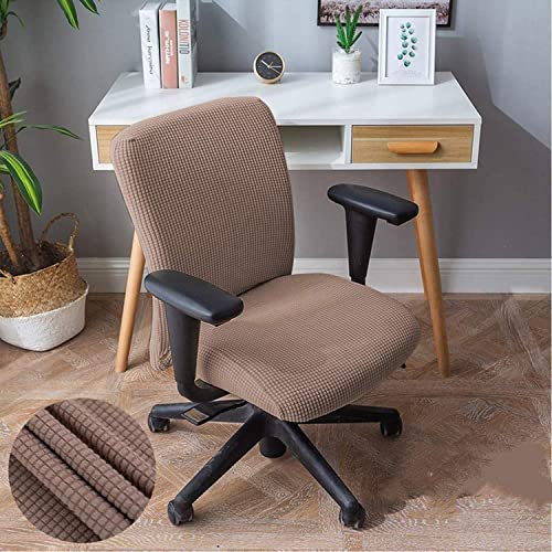 Sunnyway Office Chair Cover 2 Pcs, Stretchable Computer Chair Seat Slipcovers Elastic Desk Seat Cover Removable Washable Dining Kitchen Chair Protective Cover Machine Wash(Brown) #TOP1
