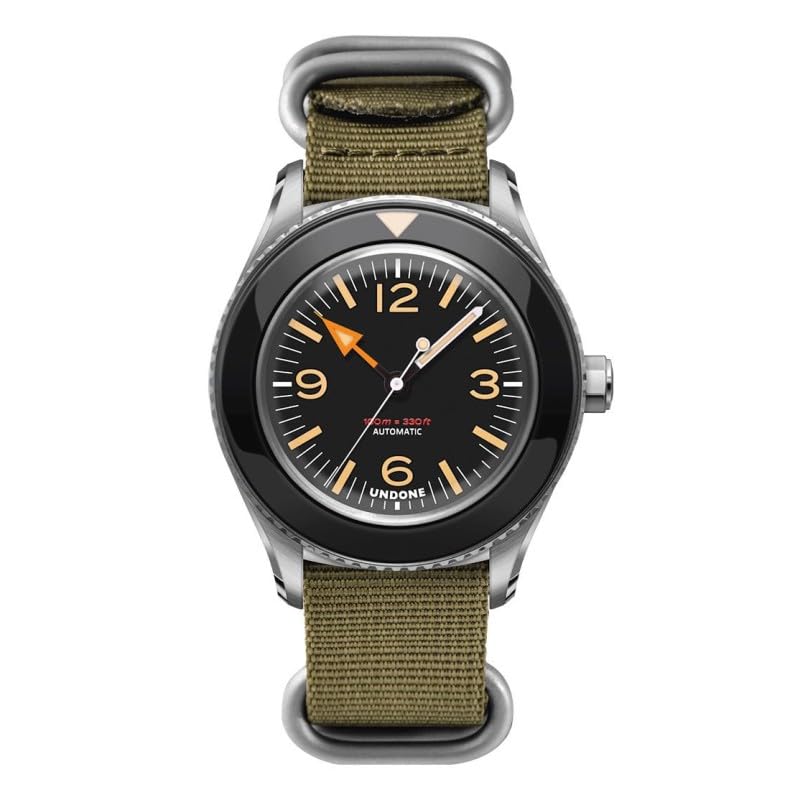Undone Basecamp Vintage Army Automatyczny zegarek analogowy Zegarek unisex z tkaniny stalowej, pasek
