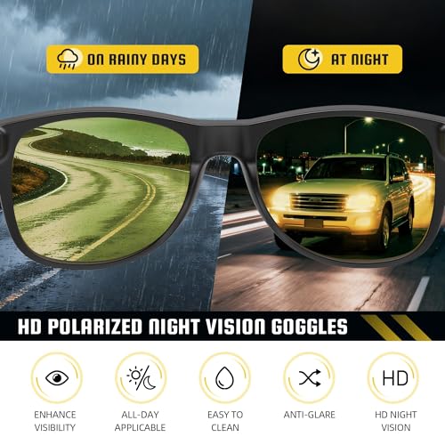 Image of FEIDUSUN Night Driving Glasses for Men Women-Anti Glare Polarized Night Vision Glasses with HD Yellow Lens