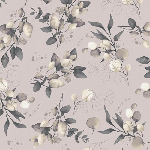 Country Style Wallpaper Wall Profhome 397684-GU Non-Woven Wallpaper Smooth with Floral Ornaments and Metallic Highlights Beige Black Cream Gold 5.33 m2