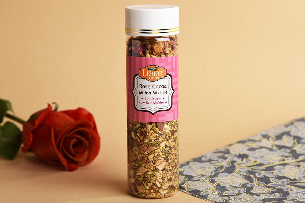 Lemor Rose Coco Melon Mixture (300 Gms, 2 Jars of 150 Gms Each) | Low Sugar & Low Salt Mukhwas | Healthy After Meal for Eating | Roasted Trail Mix Snacks