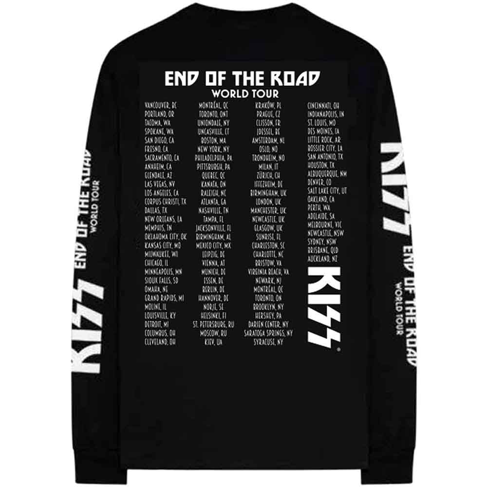 Kiss Men's Black T Shirt End Of The Road Tour Band Logo Official Unisex Long Sleeve M
