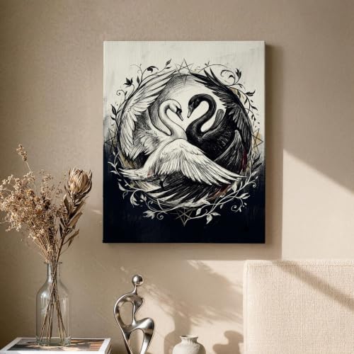 Lienzo abstracto de cisne para redecorar paredes vacías de forma moderna 2