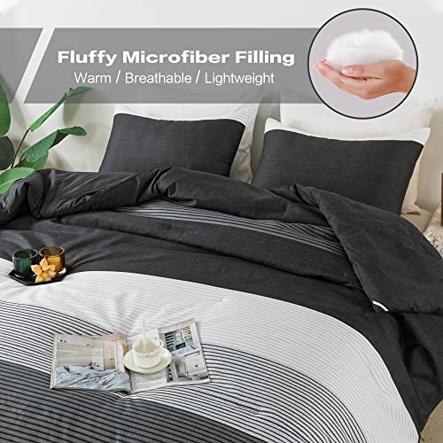 Litanika King Bed Comforter Set Black White Grey - 3 Pieces Lightweight Bedding Set For Boys Men, All Season Down Alternative Comforter (1 Comforter, 2 Pillowcases) #TOP2