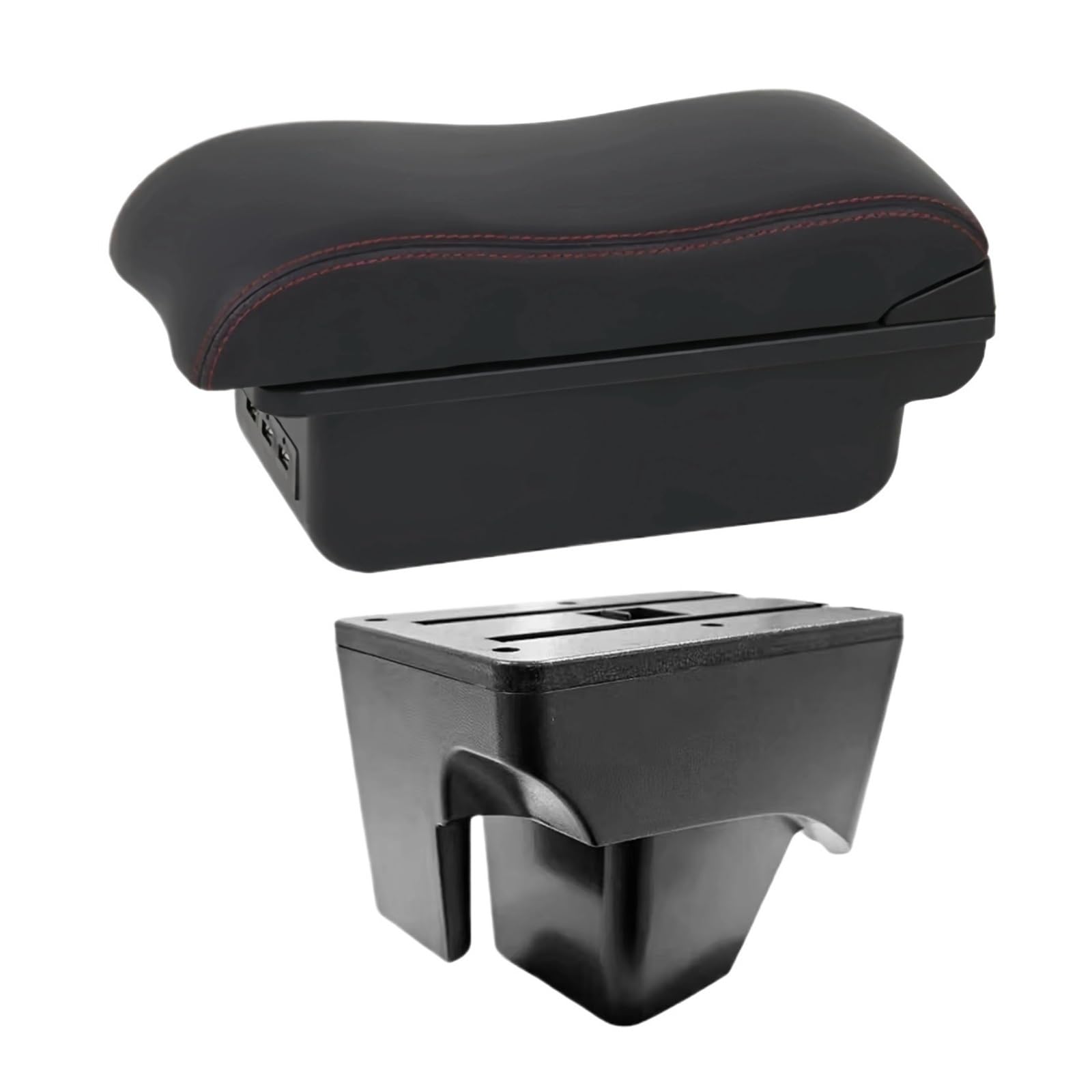 UMDJJU For VW For TERA 2025 Leather Arm Rest Center Car Armrest Interior Modification Box Console Storage USB Car Centre Console Armrest Box(C2 Red Line)