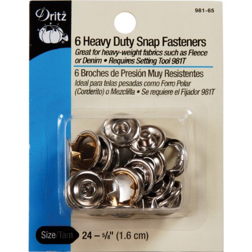 Dritz 981-65 Heavy Duty Snap Fasteners, Nickel, Size 24 (5/8-Inch) 6-Count