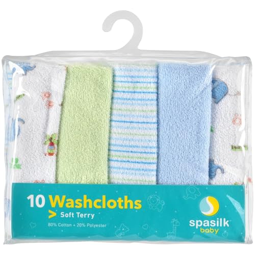 Image of Spasilk Baby 10 Pack Soft Terry Bath Washcloth Wipes