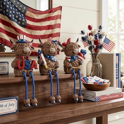 50% Off Patriotic Highland Cow Decor Set of 3 - Image 4