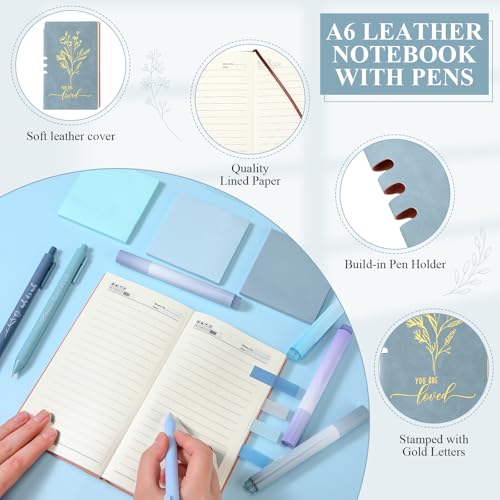 Singhoow Lot de 14 cadeaux inspirants pour femmes, amies, esthétique, journal en cuir A6, carnet de notes, tasse en verre, toile, stylos de motivation, cadeaux de remerciement pour femme, cadeau – vue 3