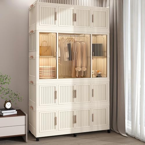 Leavader Portable Wardrobe Closet Storage Organizer for Clothes, Large Collapsible