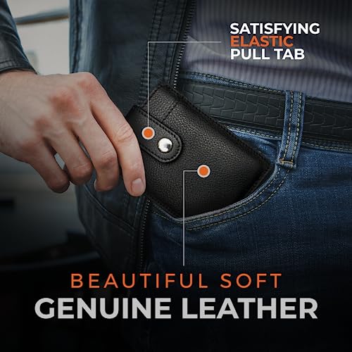 DAILYCARRYCO. Ultra Thin Leather Wallet - Slim RFID Wallet for Men - Genuine Leather Card Holder Fits Up To 7 Cards + Cash - Handmade Minimalist Slim Wallet, Stylish Cash and Card Holder (Blue)4