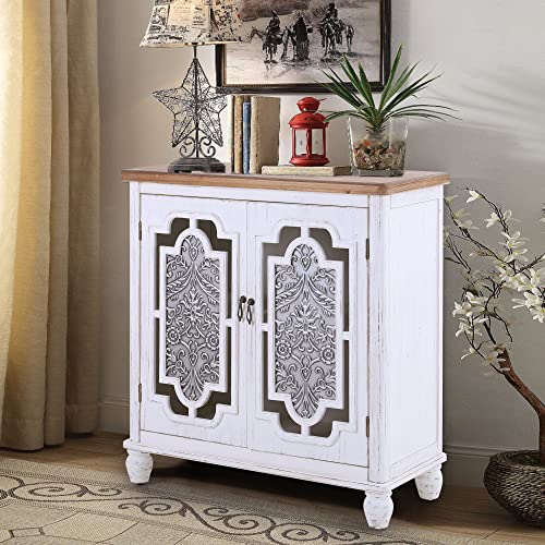 Phi Villa Entryway Cabinet With Doors- Rustic Farmhouse Buffet Cabinet With Storage, Entry Living Room Bedroom 2 Door Accent Cabinet #TOP4