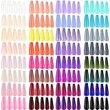 1280 Pieces Extra Long Press on Nails Ballerina Coffin False Nails Solid Color Full Cover Fake Nails Artificial Acrylic Nails for DIY Nail Design Decoration Salon Women Girls (Lovely Colors)