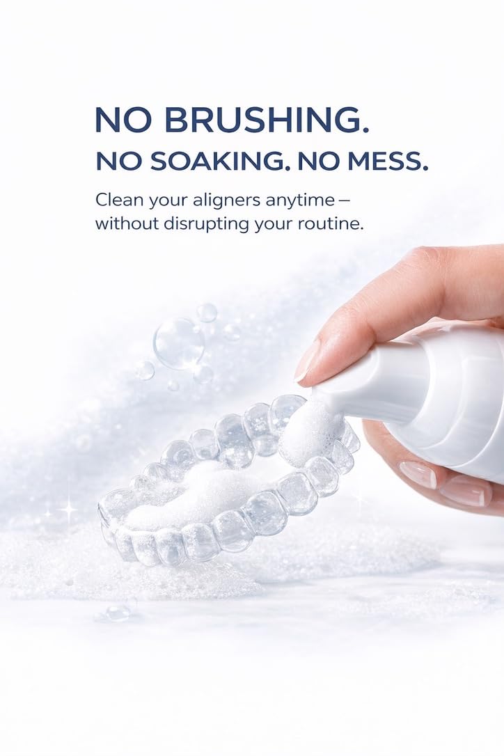 Limpiador de retenedores de espuma blanca, fórmula blanqueadora para alineadores, retenedores, protectores nocturnos, aparatos ortopédicos y dentaduras postizas, súper menta para bandejas