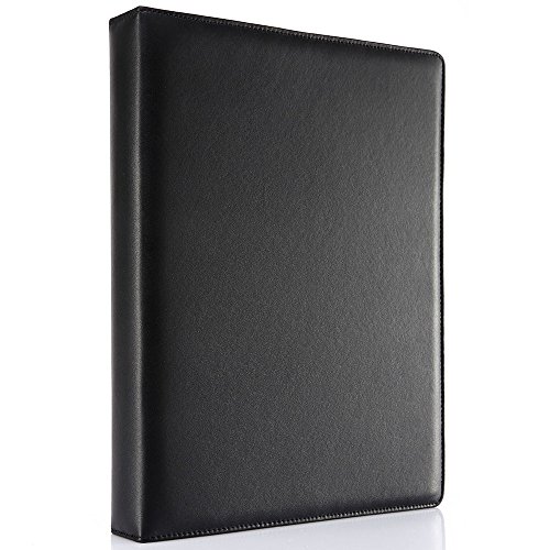 Padfolio A4 Kingfom classeur à anneaux noir idéal pour vos réunions et déplacements