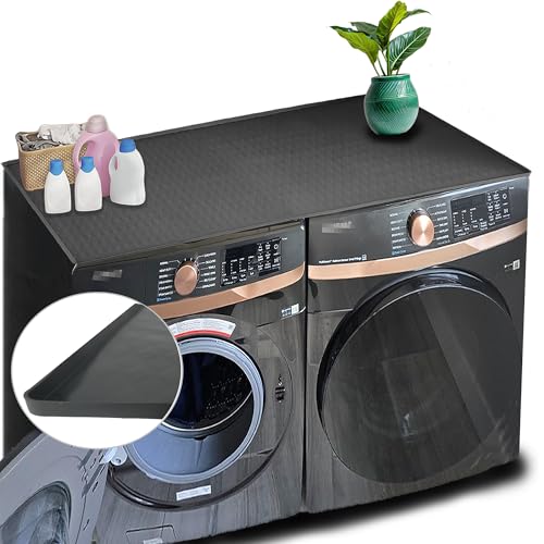 54'' x 27.5'' Upgraded 2.0 Washer and Dryer Covers for the Top, Silicone Non-slip Waterproof Washing Machine Mat Protector Top Load, Dust-Proof Washer & Dryer Cover Pad for Laundry Room Home(Gray)