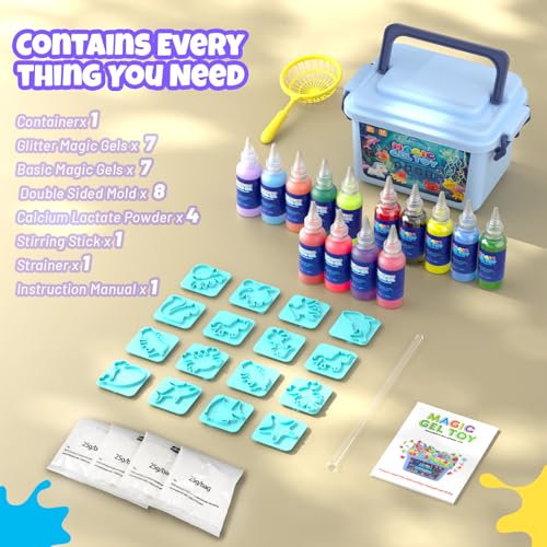 Hot Bee Magic Water Kit with 14 Colors & 8 Double-Sided Molds – Aqua Gelz Arts and Crafts for Kids Age 4-10, DIY 3D Elf Gel Kids Squishy Maker, Water Magic Toy Craft Set, Cool Gifts for Girls - Image 8